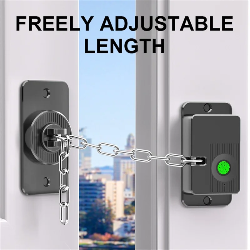 FQ23 Fingerprint Chain Safety Lock Child Pet Proof with Electronic Key for Refrigerator Window Sliding Door - Black