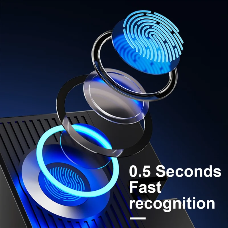 FQ23 Fingerprint Chain Safety Lock Child Pet Proof with Electronic Key for Refrigerator Window Sliding Door - Black