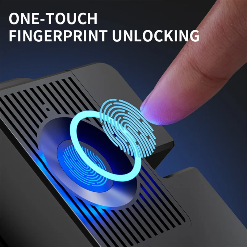 FQ23 Fingerprint Chain Safety Lock Child Pet Proof with Electronic Key for Refrigerator Window Sliding Door - Black