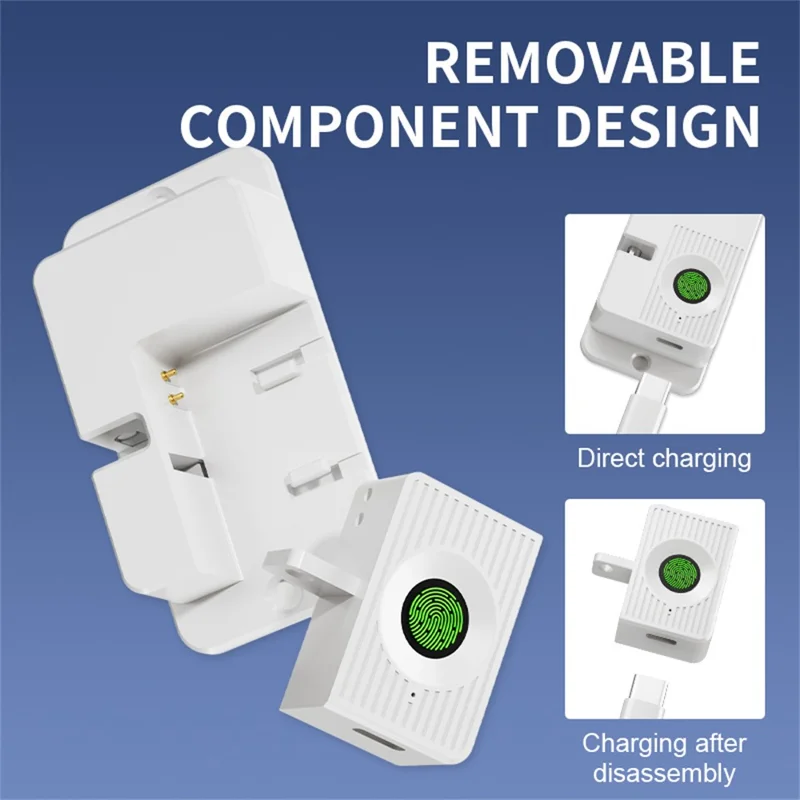 FQ23 Fingerprint Chain Safety Lock Child Pet Proof with Electronic Key for Refrigerator Window Sliding Door - Black