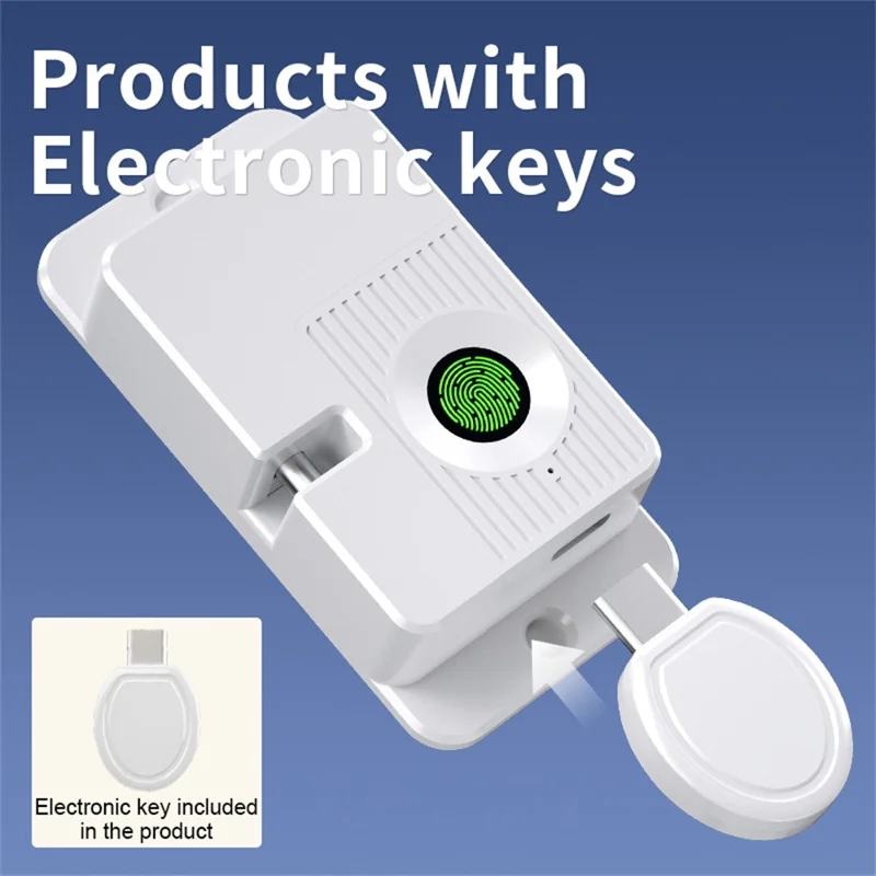 FQ23 Fingerprint Chain Safety Lock Child Pet Proof with Electronic Key for Refrigerator Window Sliding Door - Black