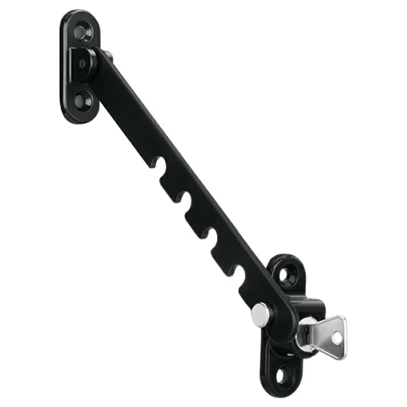 U-Shaped Carbon Steel Child Safety Lock External Lock Catch Angle Limiter Wind Brace Fixator for Doors Windows - Black