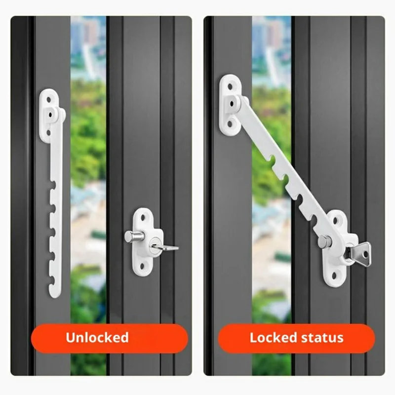 U-Shaped Carbon Steel Child Safety Lock External Lock Catch Angle Limiter Wind Brace Fixator for Doors Windows - Black