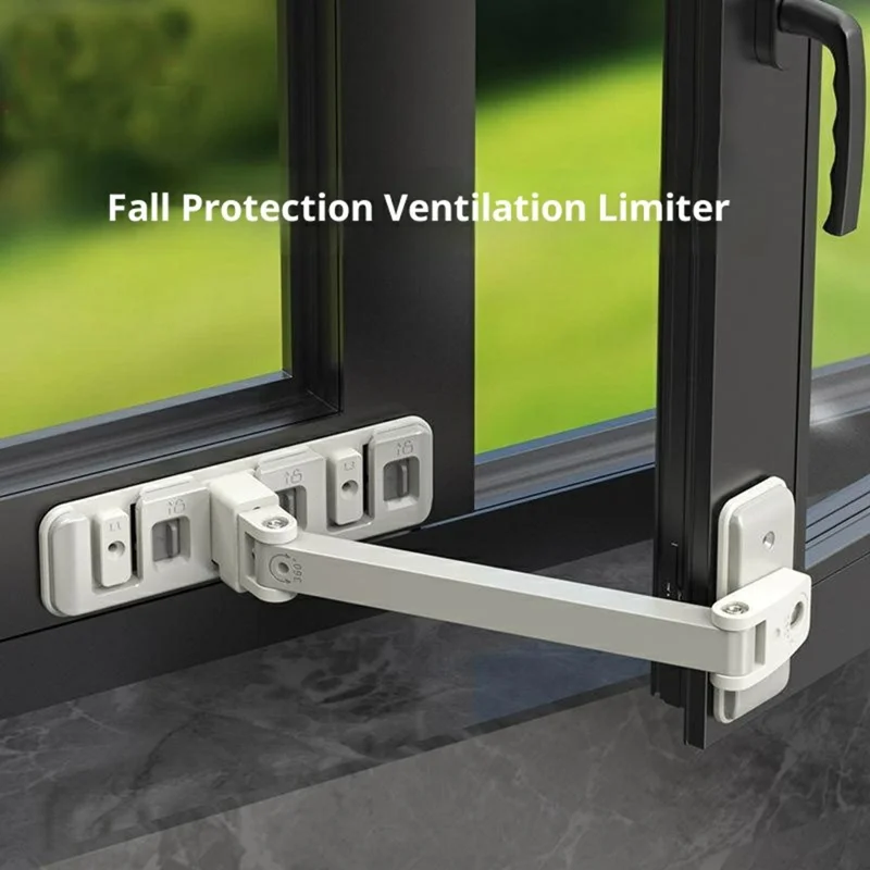 Blocco finestra autoadesivo senza trapano Regolazione della distanza di sicurezza a 3 livelli Fermo finestra a vasistas