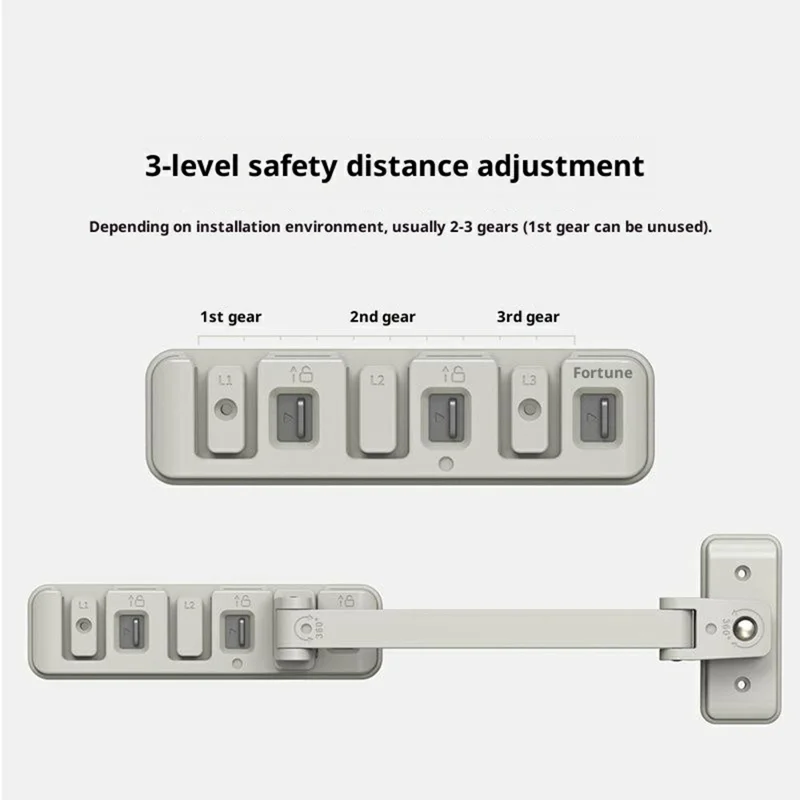 Blocco finestra autoadesivo senza trapano Regolazione della distanza di sicurezza a 3 livelli Fermo finestra a vasistas