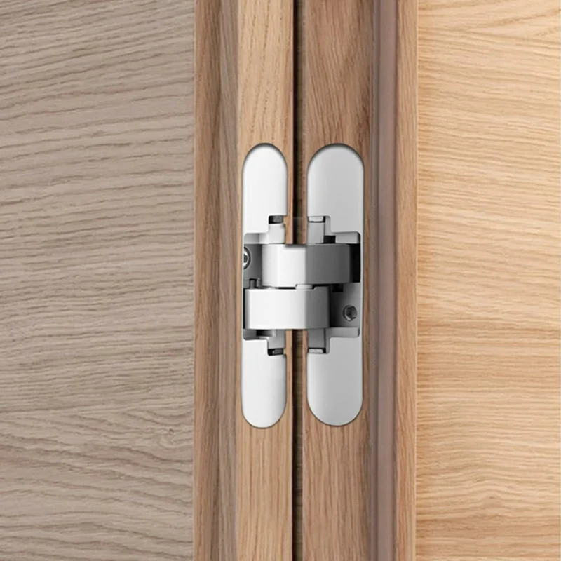 Charnière de porte pliante en alliage de zinc B118 réglable à 180° Charnière croisée invisible pour portes en bois - Argent