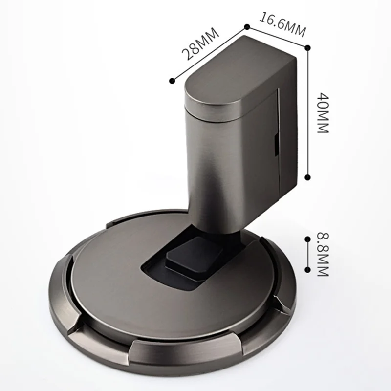Zinc Alloy Mechanical Door Stopper No-Drill Push-Press Invisible Floor Door Stop Windproof Anti-Collision for Home - Black