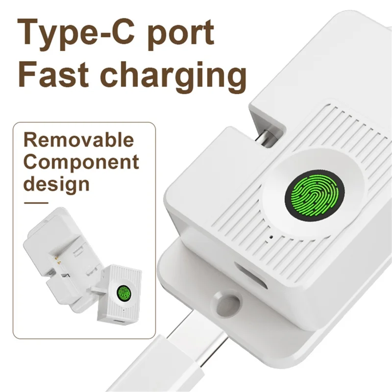 Fingerprint Child Safety Lock Smart Protection Lock Adhesive for Refrigerator Drawer Nightstand - V86 Corner Model  /  Black