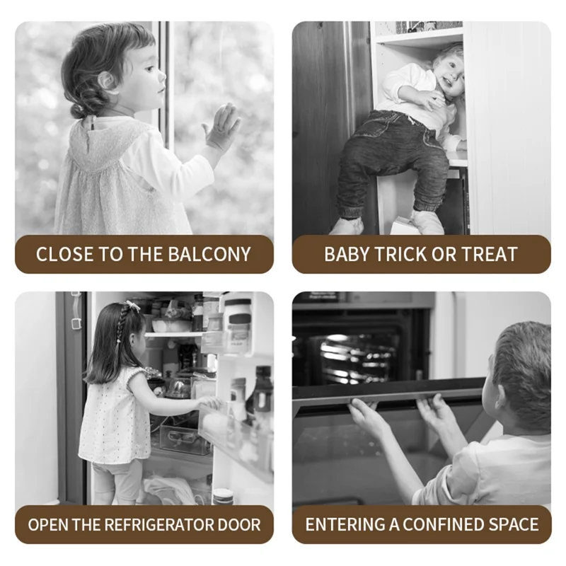 Fingerprint Child Safety Lock Smart Protection Lock Adhesive for Refrigerator Drawer Nightstand - V86 Corner Model  /  Black