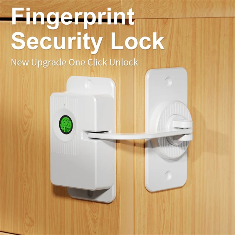 Fingerprint Child Safety Lock Smart Protection Lock Adhesive for Refrigerator Drawer Nightstand - V86 Corner Model  /  Black
