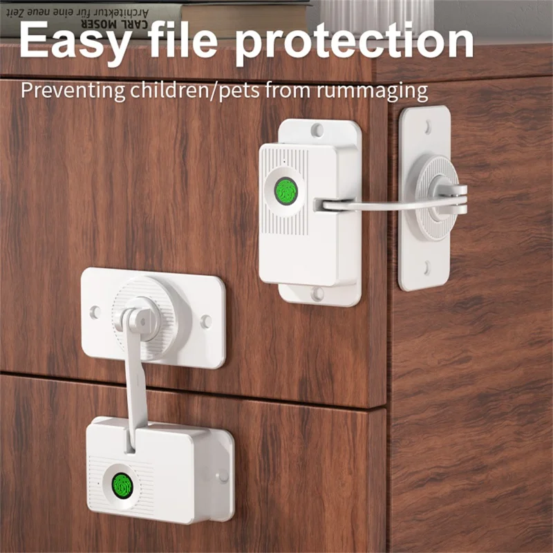 Fingerprint Child Safety Lock Smart Protection Lock Adhesive for Refrigerator Drawer Nightstand - V86 Corner Model  /  Black