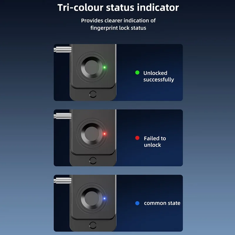 FQ20 Smart Fingerprint Lock USB-C Fast Charge Electronic Door Lock for Fridge Drawer Cabinet - White