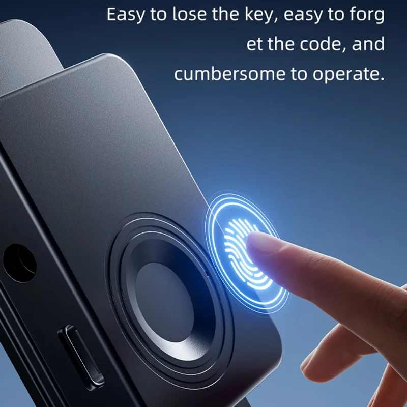 FQ20 Smart Fingerprint Lock USB-C Fast Charge Electronic Door Lock for Fridge Drawer Cabinet - White