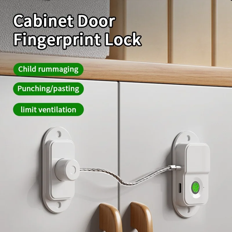 FQ25 Fingerprint Child Safety Lock Long Battery Life Smart Pet Protection Lock USB-C Fast Charge for Cabinets Drawers