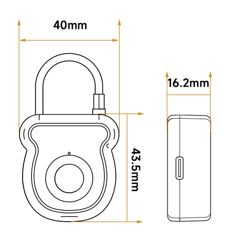 Smart Fingerprint Padlock Anti-Theft Security Lock with Electronic Key USB - C Fast Charge for File Cabinets Suitcases - White
