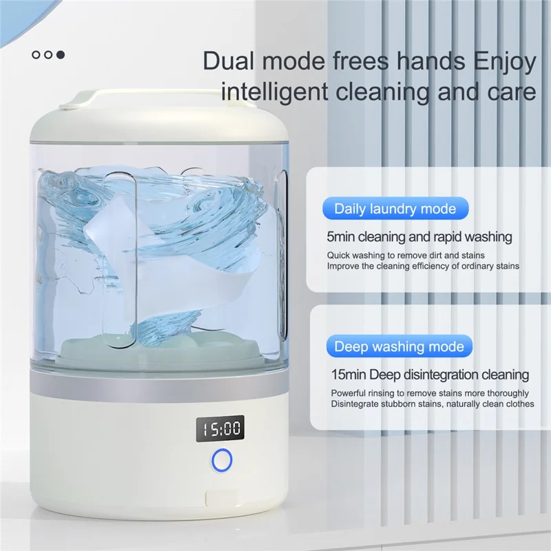 360° Deep Cleaning Mini Wireless Laundry Cup 3D Bionic Pulsator Underwear Automatic Washer 5  /  15min Wash Modes
