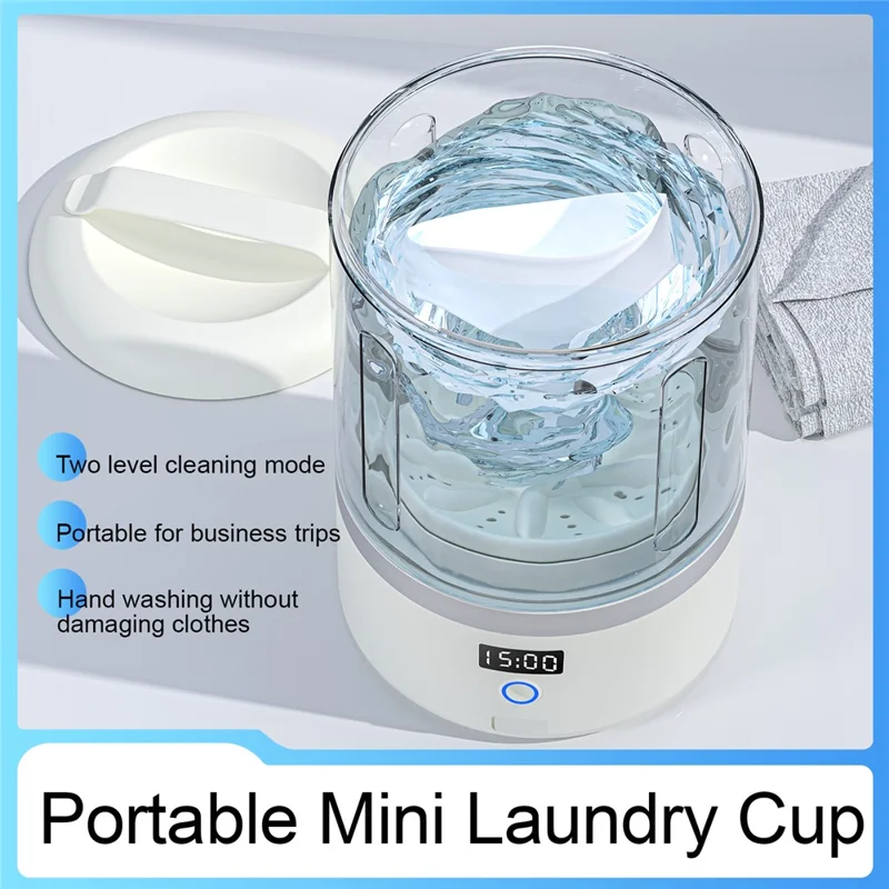 360° Deep Cleaning Mini Wireless Laundry Cup 3D Bionic Pulsator Underwear Automatic Washer 5  /  15min Wash Modes