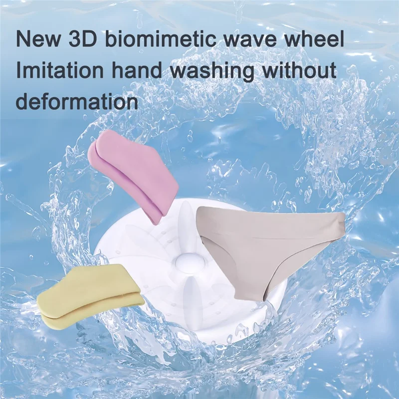360° Deep Cleaning Mini Wireless Laundry Cup 3D Bionic Pulsator Underwear Automatic Washer 5  /  15min Wash Modes