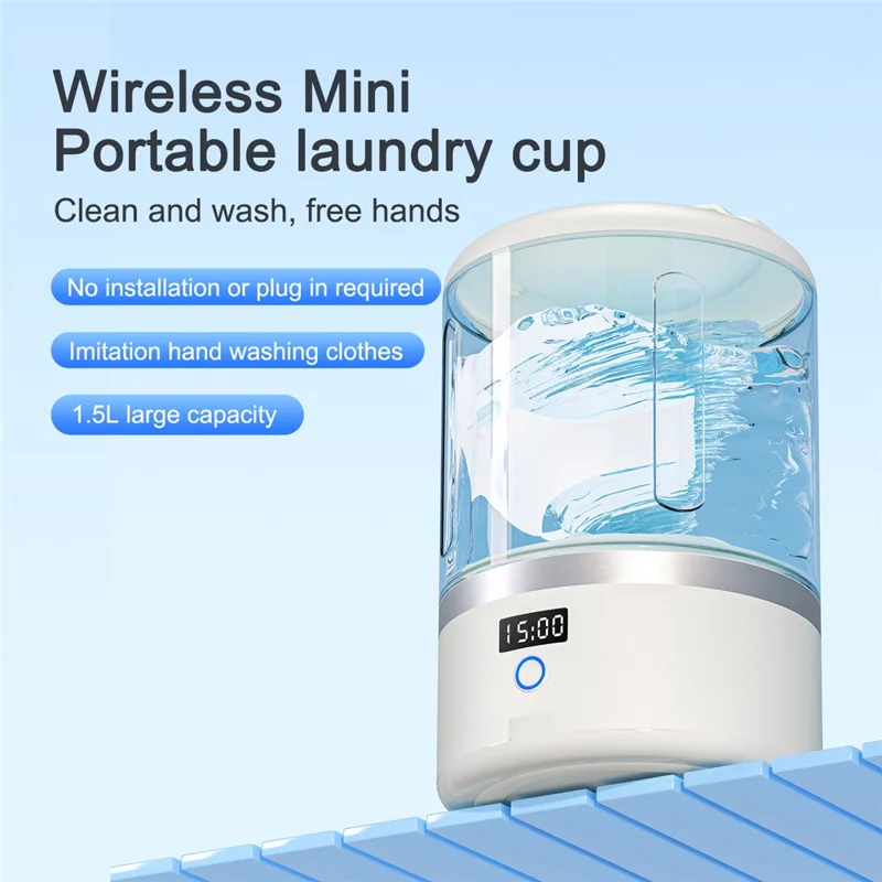 360° Deep Cleaning Mini Wireless Laundry Cup 3D Bionic Pulsator Underwear Automatic Washer 5  /  15min Wash Modes