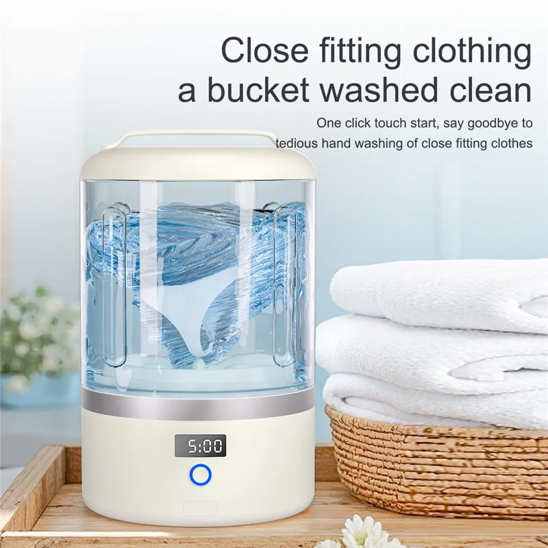 360° Deep Cleaning Mini Wireless Laundry Cup 3D Bionic Pulsator Underwear Automatic Washer 5  /  15min Wash Modes