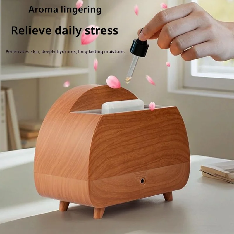 Fireplace Flame Aroma Diffuser 7 Color Atmosphere Light Humidifier Remote Control Auto Shut-Off for Home Desktop - Black