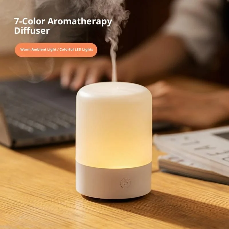 7 Color Aroma Diffuser USB Ultrasonic Humidifier Desktop Essential Oil Scent Machine for Bedroom - White  /  DQ712