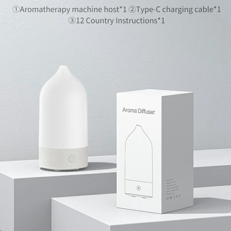 Aparat do aromaterapii w wazonie z USB, niski pobór mocy, lampka z mgłą do wnętrza - Biały