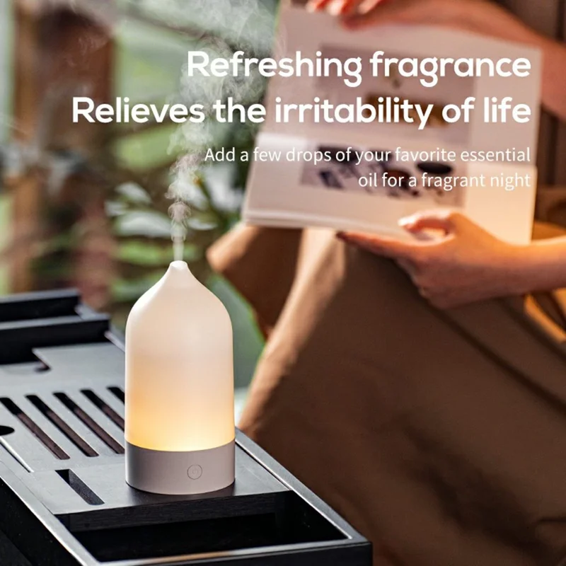 Aparat do aromaterapii w wazonie z USB, niski pobór mocy, lampka z mgłą do wnętrza - Biały