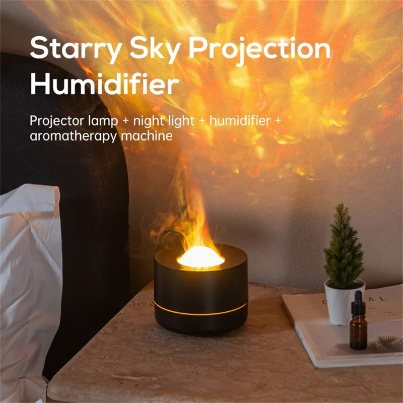 Projecteur de ciel étoilé Humidificateur USB Vague d'eau colorée Lumière d'atmosphère Diffuseur d'arôme - Noir