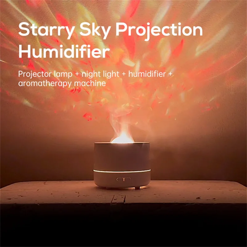 Projecteur de ciel étoilé Humidificateur USB Vague d'eau colorée Lumière d'atmosphère Diffuseur d'arôme - Noir
