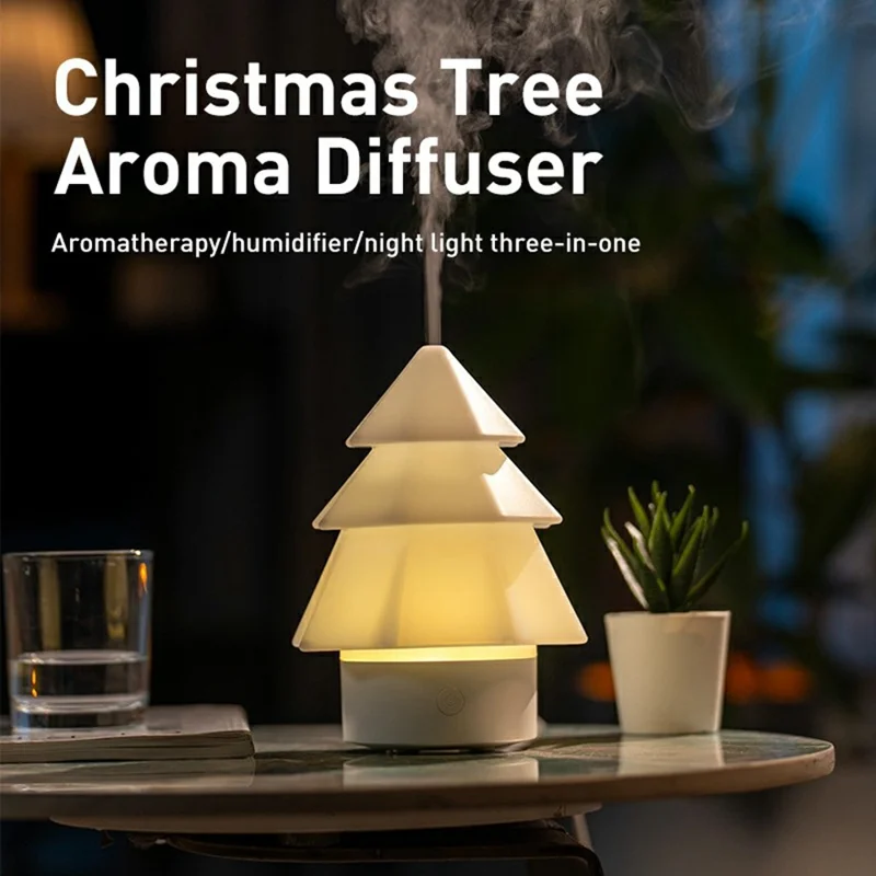 Desktop Christmas Tree Aroma Diffuser USB Mist Ambient Lamp Intelligent Safety Protection for Home