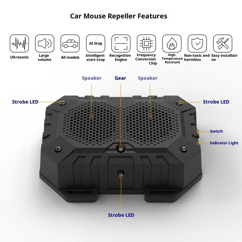 N913A Car Rodent Repellent Device Ultrasonic Pest Control Infrared Alarm with Sound and Light