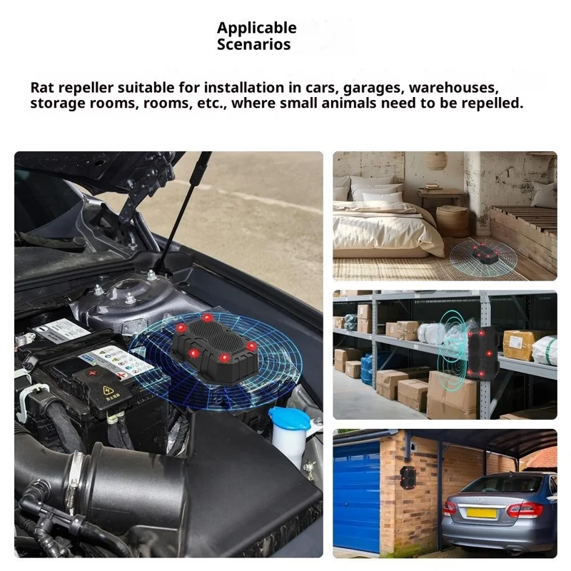 N913A Car Rodent Repellent Device Ultrasonic Pest Control Infrared Alarm with Sound and Light