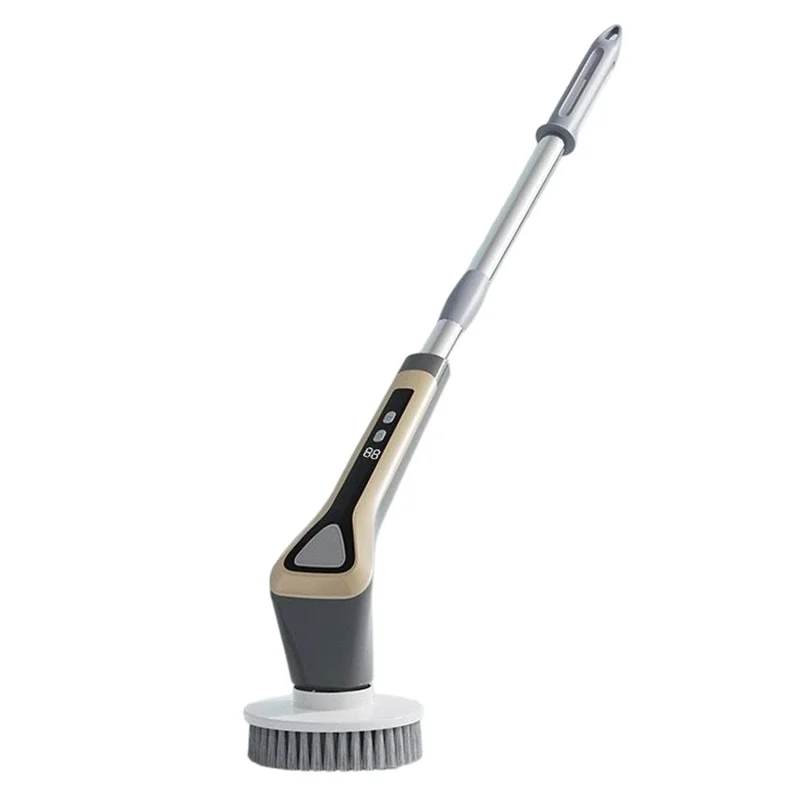 Многофункциональная электрическая выдвижная чистящая щетка, беспроводная ручная кухонная и ванная комната, 7 насадок для щетки, 2 режима скорости - светло-серый