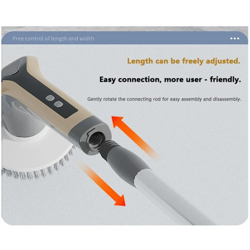 Многофункциональная электрическая выдвижная чистящая щетка, беспроводная ручная кухонная и ванная комната, 7 насадок для щетки, 2 режима скорости - светло-серый