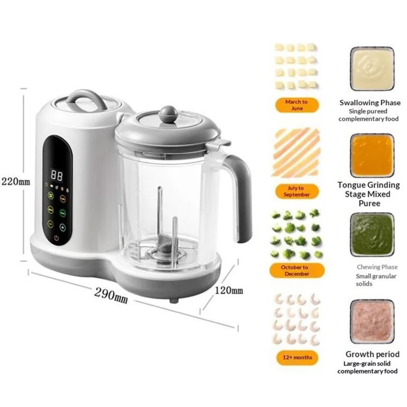 Baby Food Maker Multifunctional Steamer Blender Processor with Timer Automatic Cooking Machine, EU Plug (No FDA, BPA-Free)