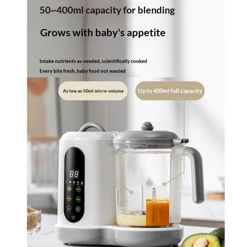 Baby Food Maker Multifunctional Steamer Blender Processor with Timer Automatic Cooking Machine, EU Plug (No FDA, BPA-Free)