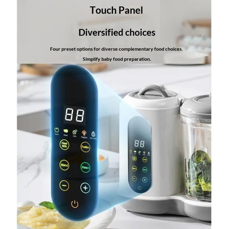 Baby Food Maker Multifunctional Steamer Blender Processor with Timer Automatic Cooking Machine, EU Plug (No FDA, BPA-Free)