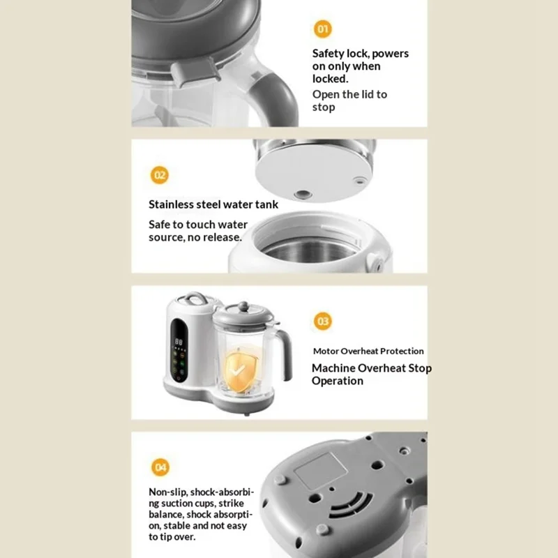 Baby Food Maker Multifunctional Steamer Blender Processor with Timer Automatic Cooking Machine, EU Plug (No FDA, BPA-Free)