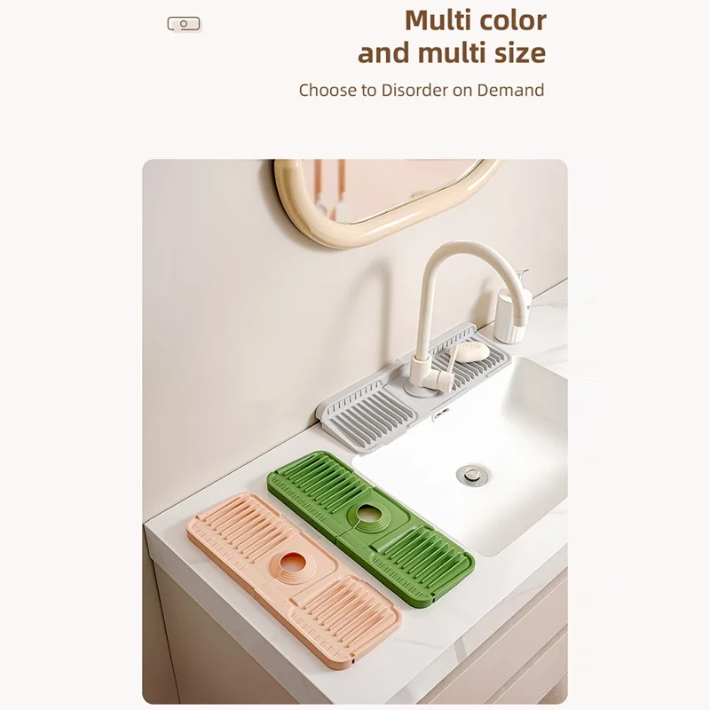 Alfombrilla de drenaje de silicona de gran tamaño de 37 cm, organizador de fregadero de cocina plegable a 90°, antideslizante y a prueba de fugas, color rosa