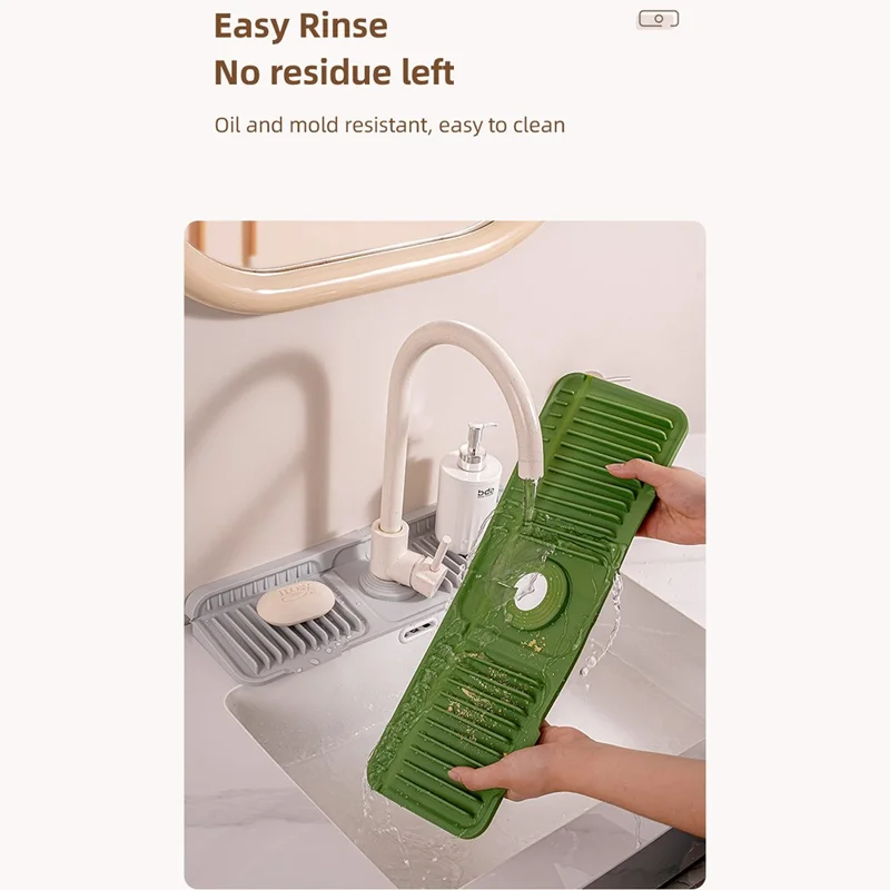 Extra Large 47cm Silicone Faucet Drainage Mat 90° Foldable Kitchen Sink Organizer Pad Non-Slip Leak-Proof Mat - Pink