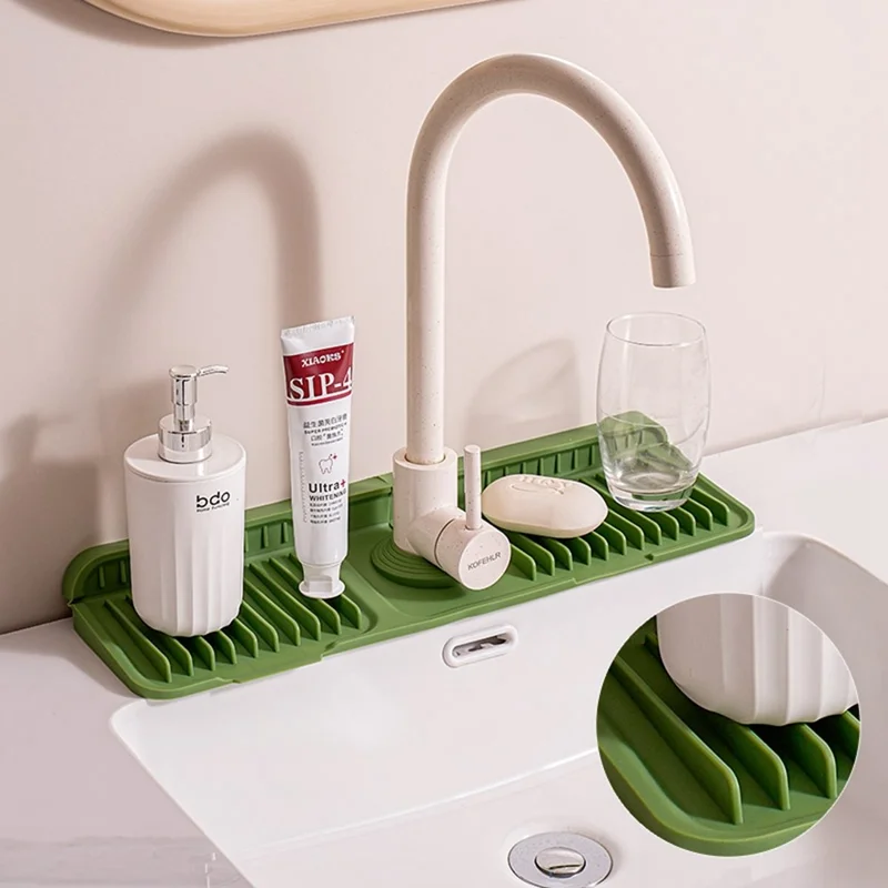 Extra Large 47cm Silicone Faucet Drainage Mat 90° Foldable Kitchen Sink Organizer Pad Non-Slip Leak-Proof Mat - Pink