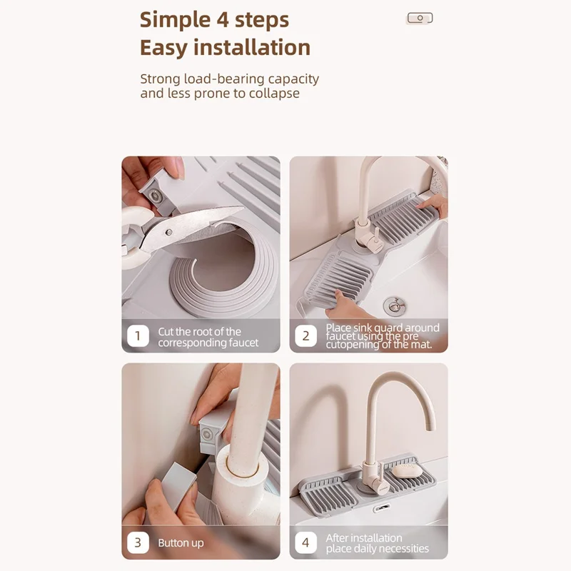 Extra Large 47cm Silicone Faucet Drainage Mat 90° Foldable Kitchen Sink Organizer Pad Non-Slip Leak-Proof Mat - Pink