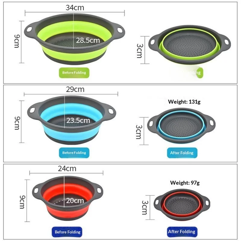 4Pcs PP Collapsible Strainer Groove Sink Drain Basket Space Saving Efficient Water Draining (BPA-Free) - Red