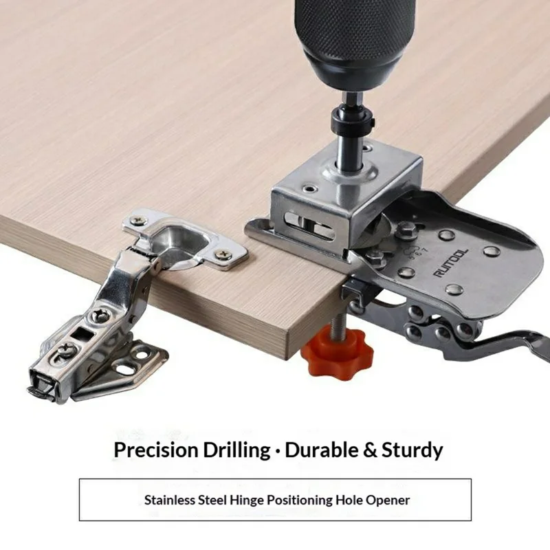Stainless Steel Hinge Hole Locator Installation Adjustable Edge Quick Clamp Woodworking Tool for Cabinet Door
