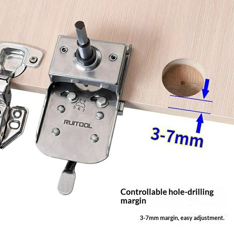 Stainless Steel Hinge Hole Locator Installation Adjustable Edge Quick Clamp Woodworking Tool for Cabinet Door