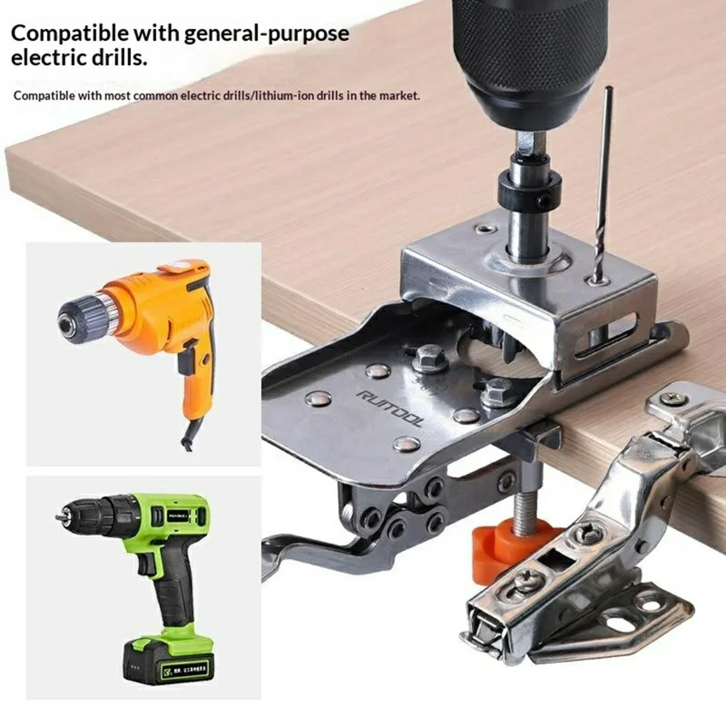 Stainless Steel Hinge Hole Locator Installation Adjustable Edge Quick Clamp Woodworking Tool for Cabinet Door