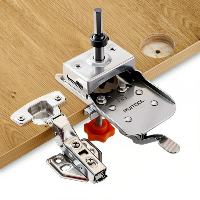Stainless Steel Hinge Hole Locator Installation Adjustable Edge Quick Clamp Woodworking Tool for Cabinet Door
