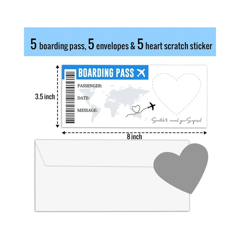 5 stk / sæt Overraskelseskradsbillet Billettkort til Fødselsdagsbryllup Fest DIY Spil Gave - Sølv