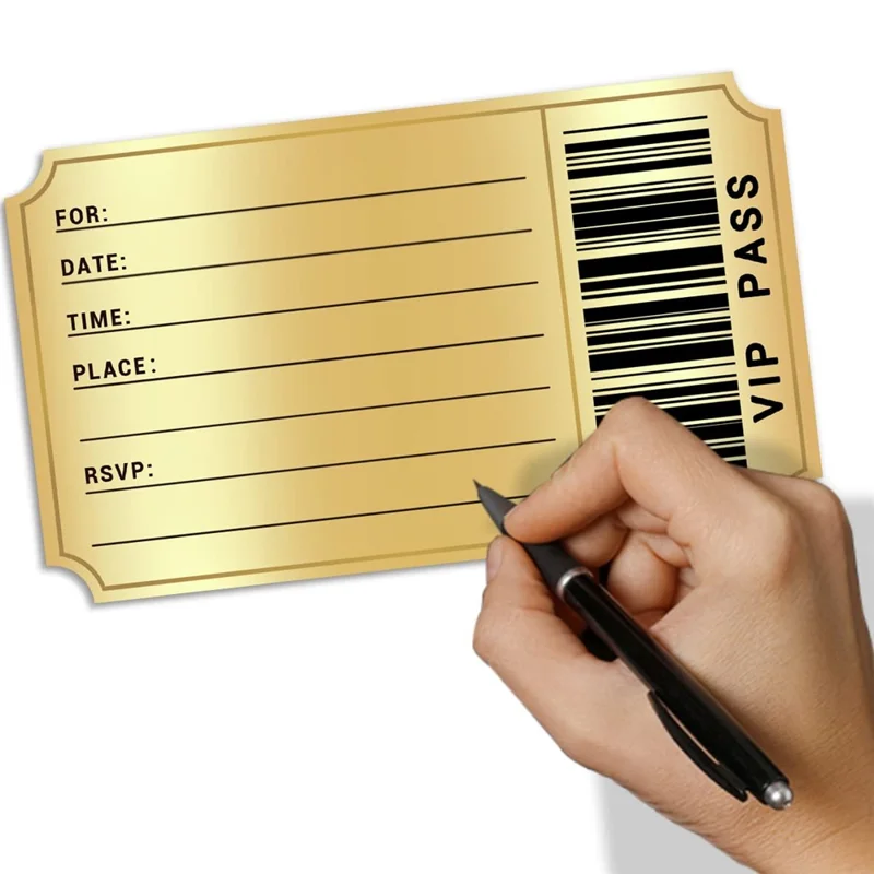 12-pak Double-sided film VIP fødselsdagsinvitationskort (12 kort + 12 konvolutter) Børnefest invitationskort Gave til temafest - Guld